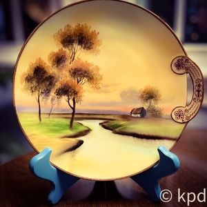 Noritake hand painted dish with one handle